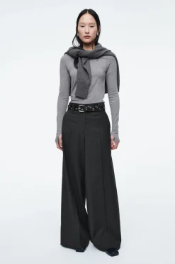 Sale COS SLIM LONG-SLEEVE TOP CHARCOAL MÉLANGE
