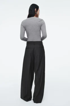 Sale COS SLIM LONG-SLEEVE TOP CHARCOAL MÉLANGE