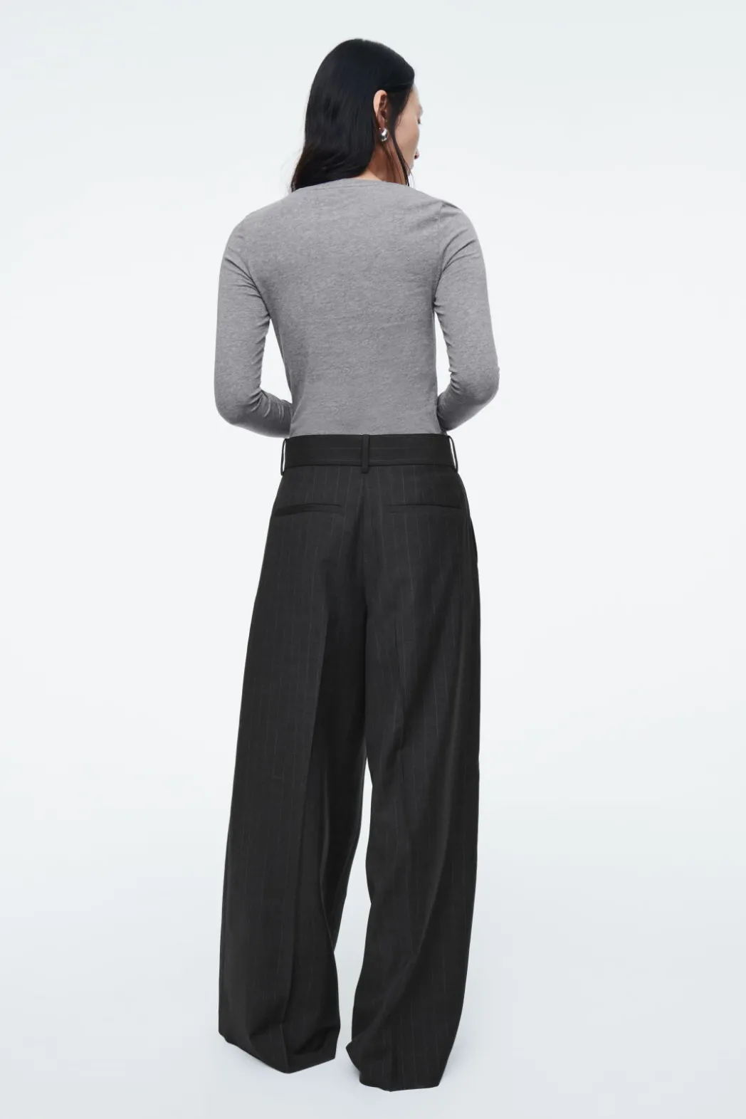 Sale COS SLIM LONG-SLEEVE TOP CHARCOAL MÉLANGE
