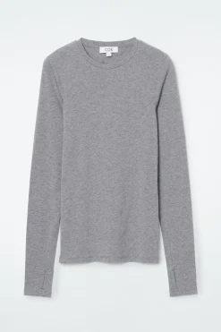 Sale COS SLIM LONG-SLEEVE TOP CHARCOAL MÉLANGE