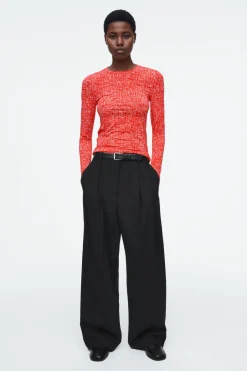Online COS SLIM LONG-SLEEVE TOP RED / WHITE