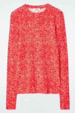 Online COS SLIM LONG-SLEEVE TOP RED / WHITE