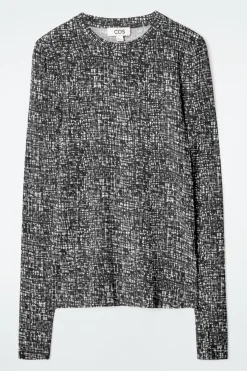 Sale COS SLIM LONG-SLEEVE TOP BLACK / WHITE