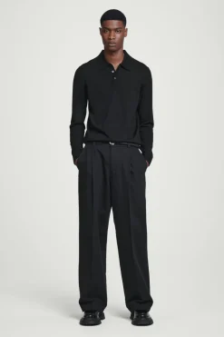Best COS SLIM MERINO WOOL POLO SHIRT BLACK
