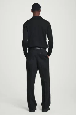 Best COS SLIM MERINO WOOL POLO SHIRT BLACK