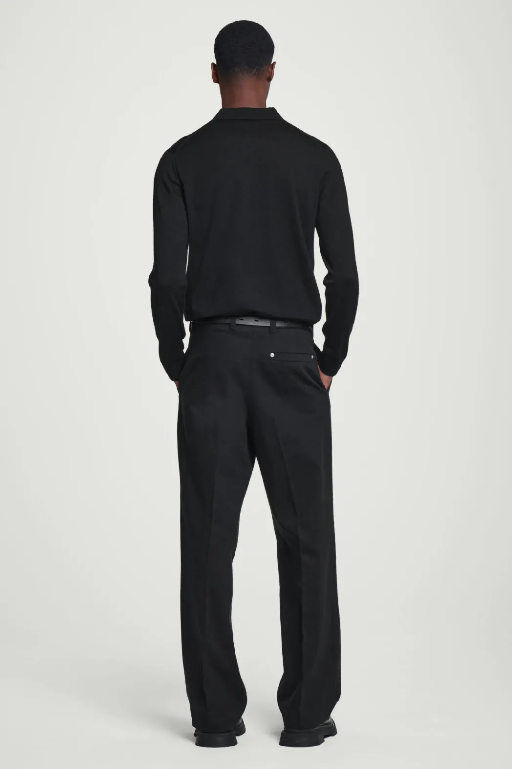 Best COS SLIM MERINO WOOL POLO SHIRT BLACK