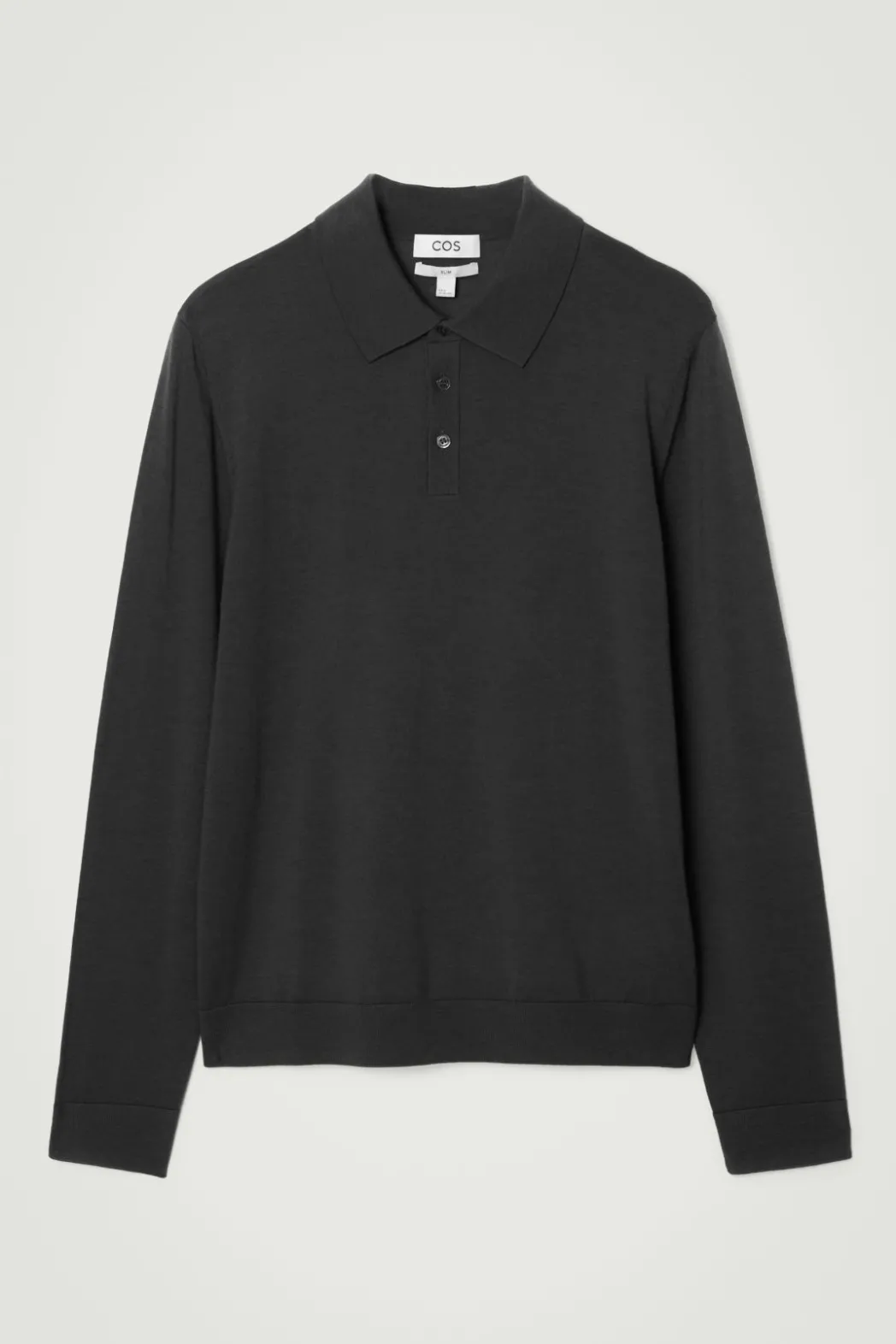 Best COS SLIM MERINO WOOL POLO SHIRT BLACK