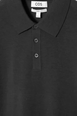 Best COS SLIM MERINO WOOL POLO SHIRT BLACK