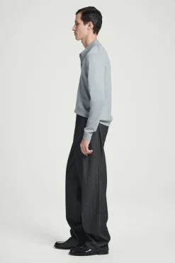 Online COS SLIM MERINO WOOL POLO SHIRT DUSTY BLUE