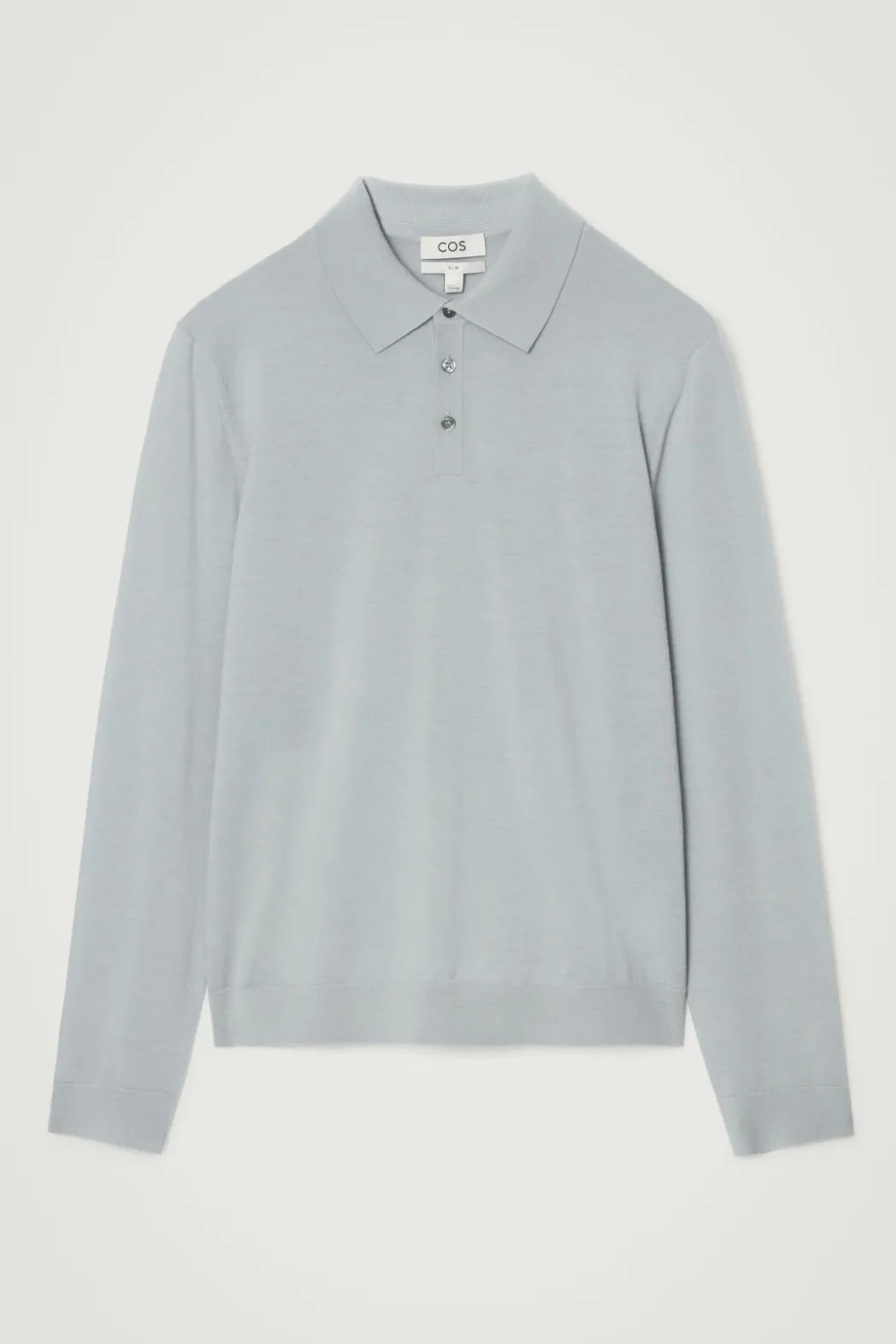 Online COS SLIM MERINO WOOL POLO SHIRT DUSTY BLUE