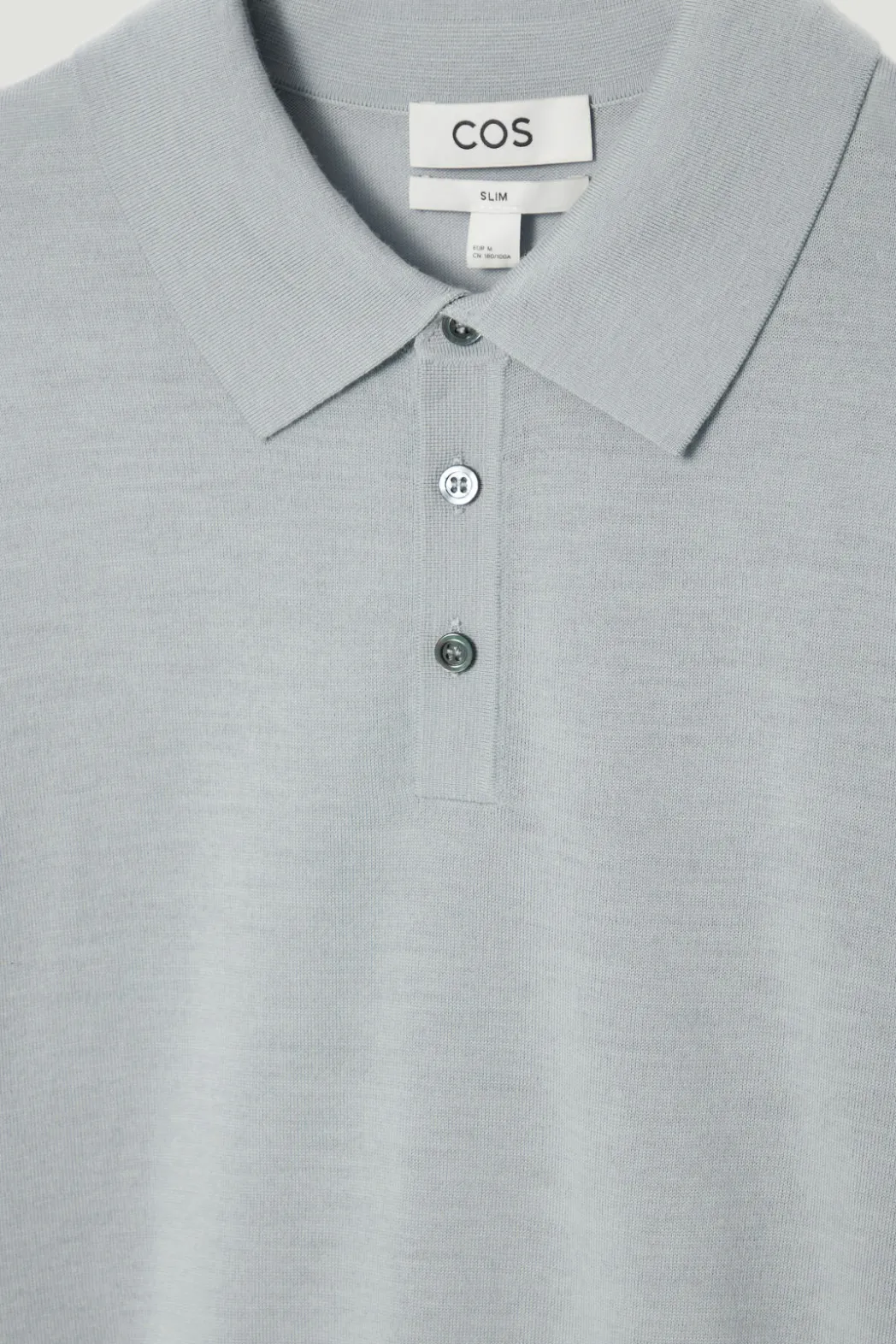 Online COS SLIM MERINO WOOL POLO SHIRT DUSTY BLUE