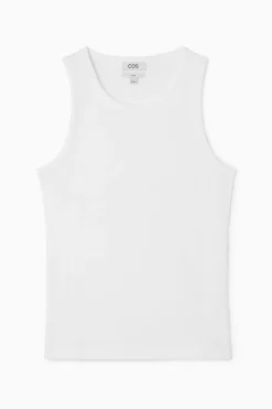 Hot COS SLIM RIBBED COTTON TANK TOP WHITE