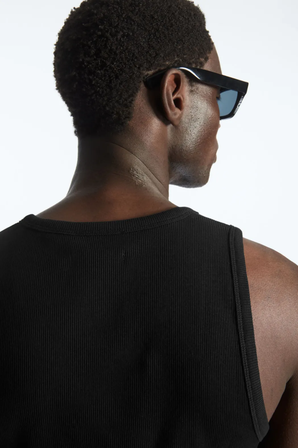 New COS SLIM RIBBED COTTON TANK TOP BLACK