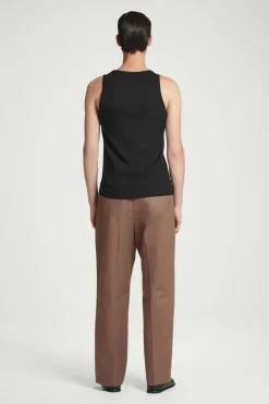 New COS SLIM RIBBED COTTON TANK TOP BLACK