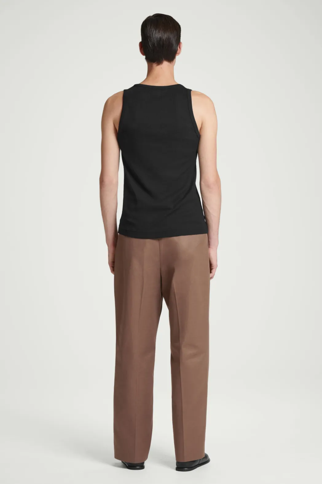 New COS SLIM RIBBED COTTON TANK TOP BLACK