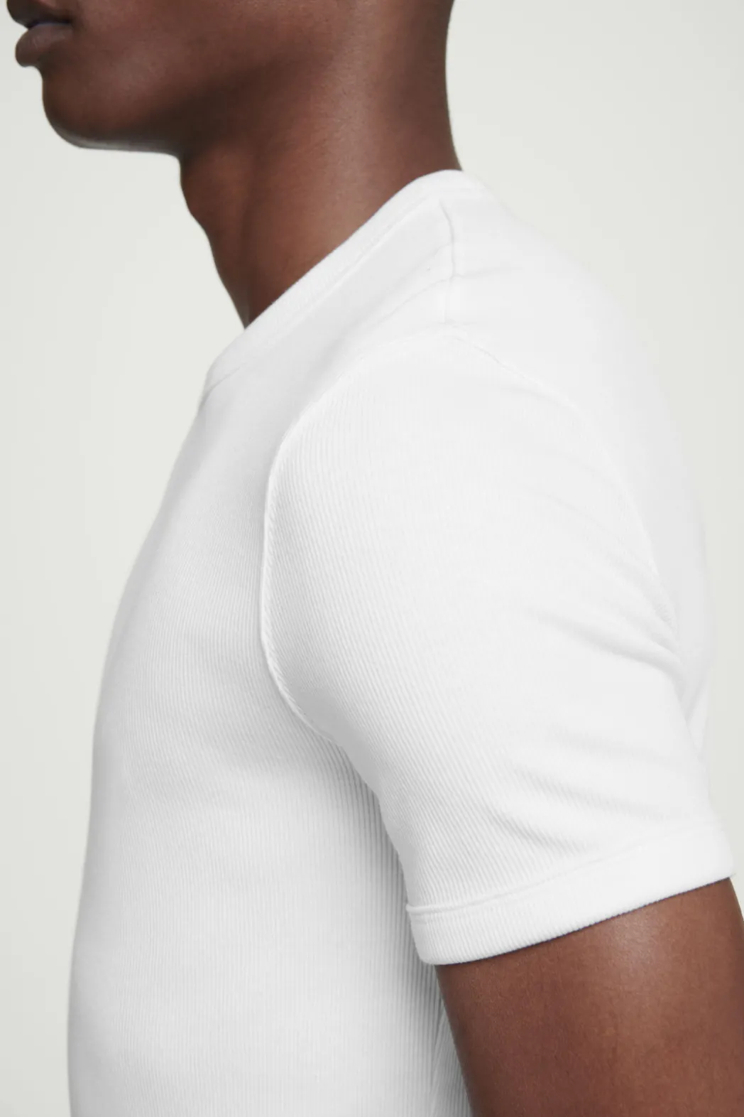 New COS SLIM RIBBED COTTON T-SHIRT WHITE