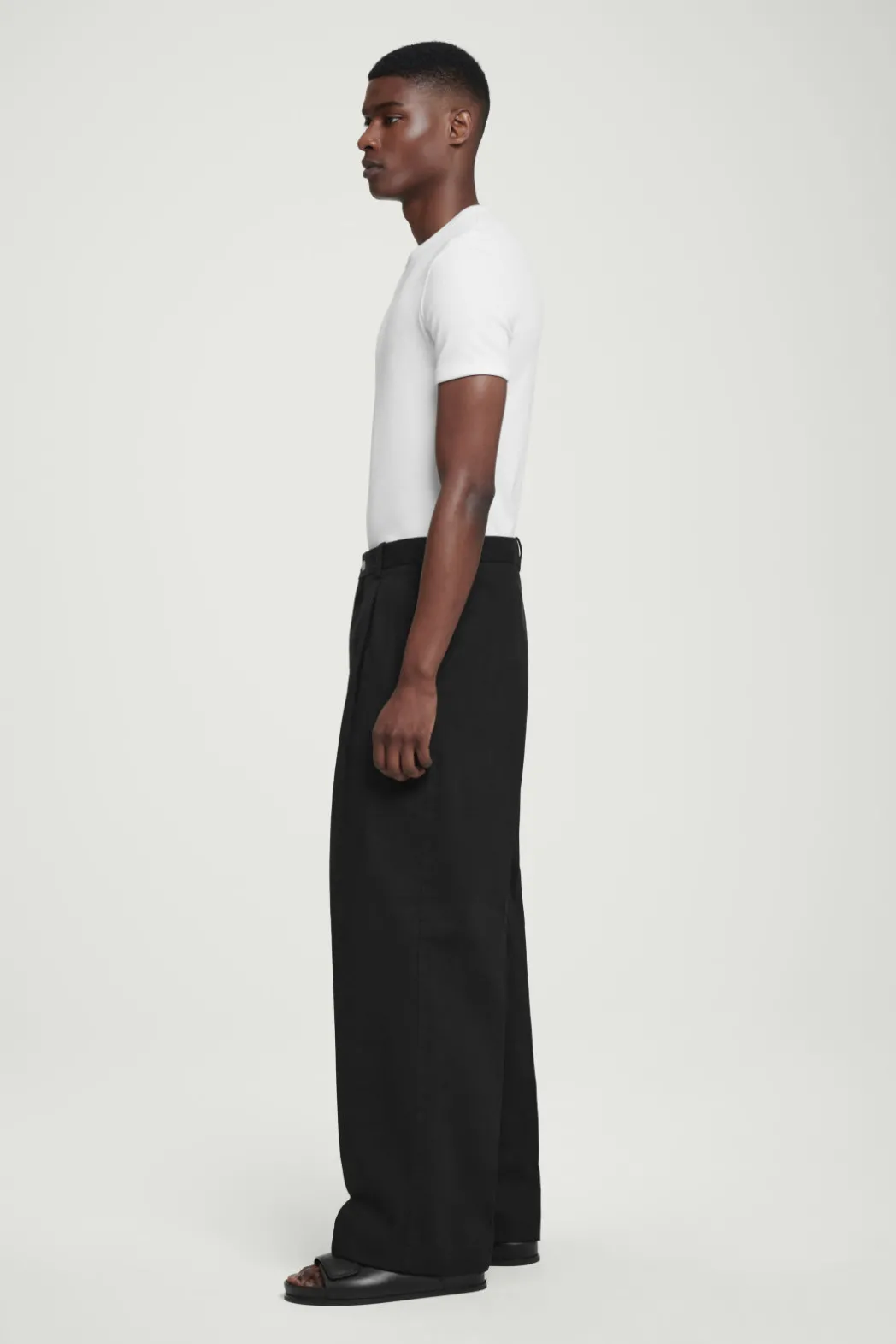 New COS SLIM RIBBED COTTON T-SHIRT WHITE