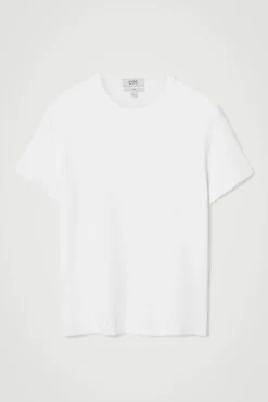 New COS SLIM RIBBED COTTON T-SHIRT WHITE
