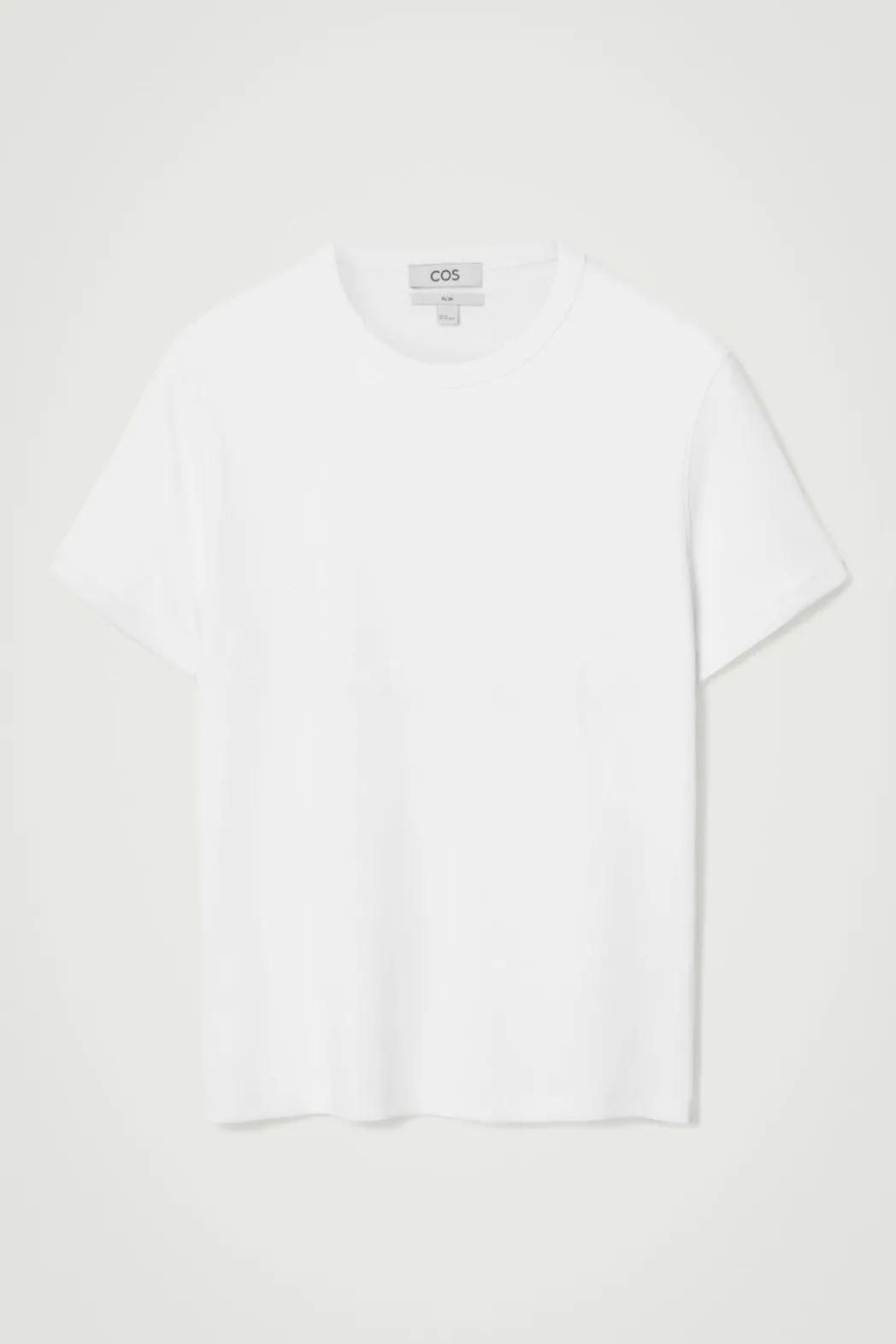 New COS SLIM RIBBED COTTON T-SHIRT WHITE