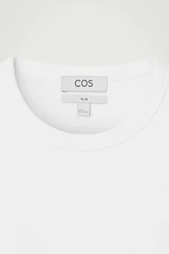 New COS SLIM RIBBED COTTON T-SHIRT WHITE