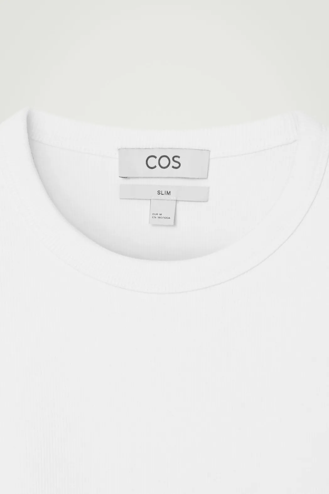 New COS SLIM RIBBED COTTON T-SHIRT WHITE