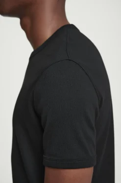 Discount COS SLIM RIBBED COTTON T-SHIRT BLACK