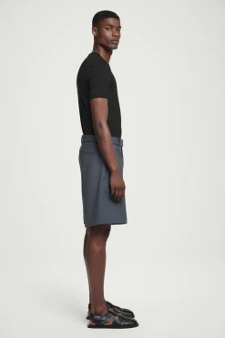 Discount COS SLIM RIBBED COTTON T-SHIRT BLACK