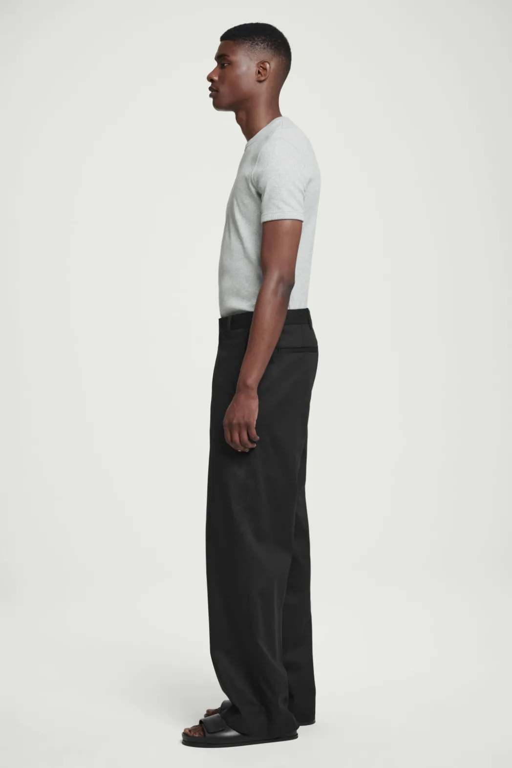 Hot COS SLIM RIBBED COTTON T-SHIRT LIGHT GRAY