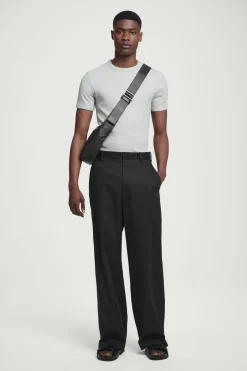 Hot COS SLIM RIBBED COTTON T-SHIRT LIGHT GRAY