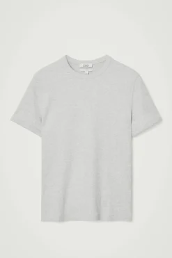 Hot COS SLIM RIBBED COTTON T-SHIRT LIGHT GRAY