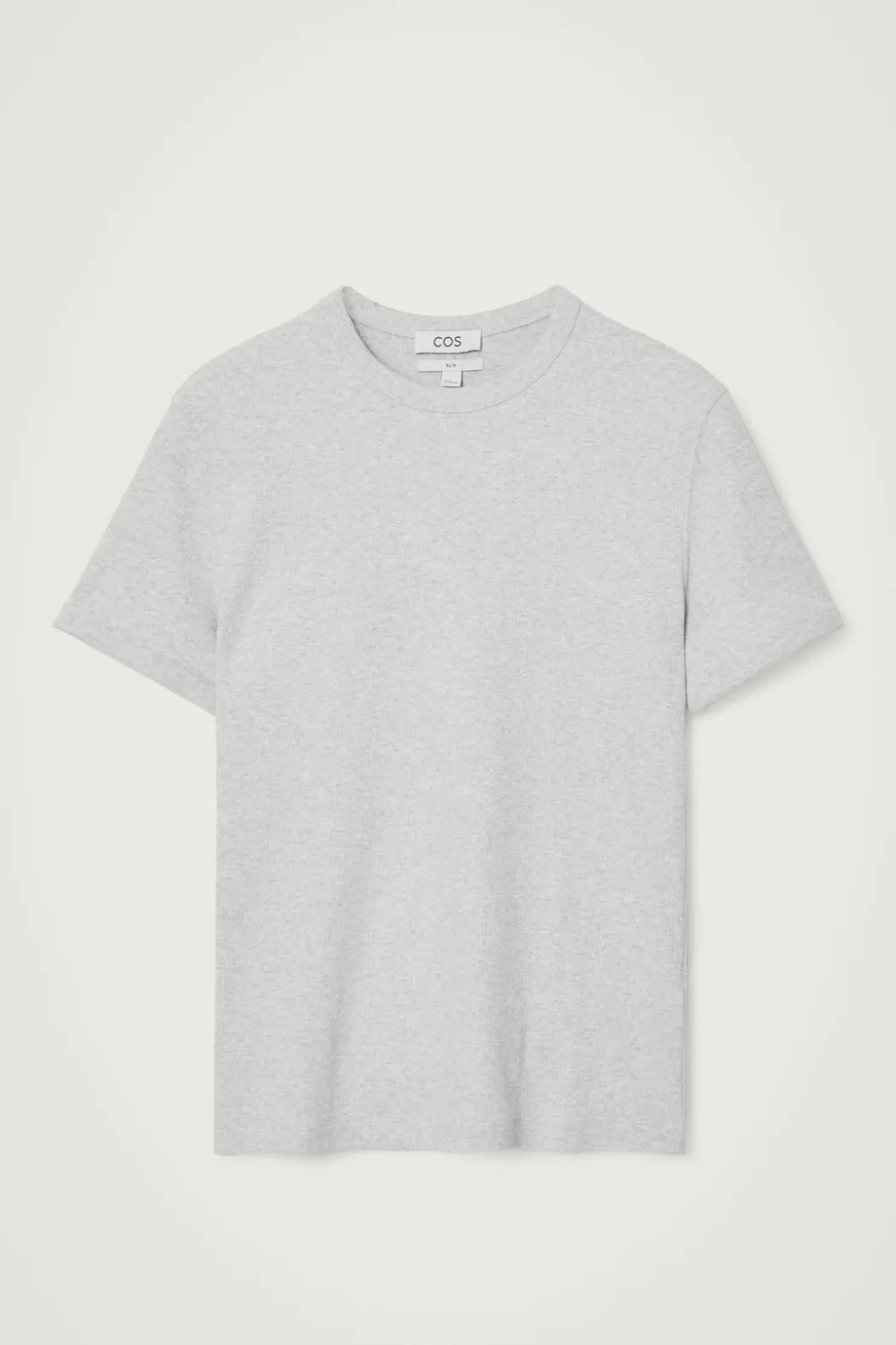 Hot COS SLIM RIBBED COTTON T-SHIRT LIGHT GRAY