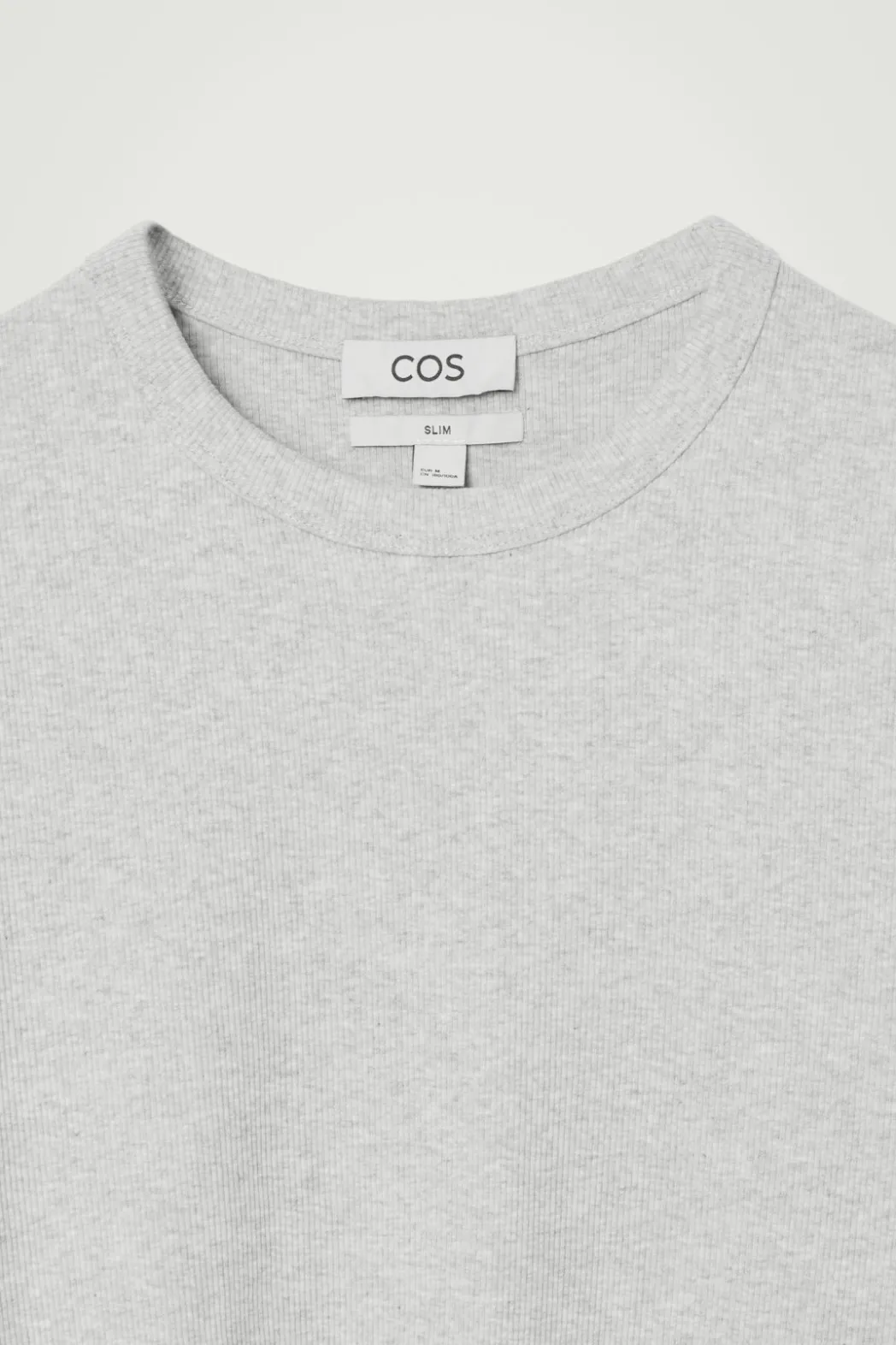 Hot COS SLIM RIBBED COTTON T-SHIRT LIGHT GRAY