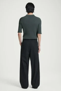 Sale COS SLIM RIBBED-KNIT POLO SHIRT DARK GREEN