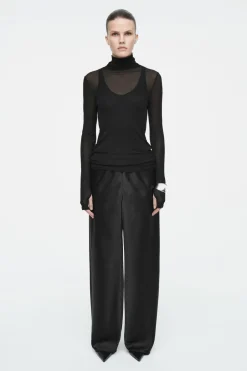Outlet COS SLIM SILK TURTLENECK TOP BLACK