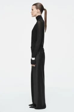 Outlet COS SLIM SILK TURTLENECK TOP BLACK