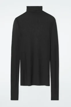 Outlet COS SLIM SILK TURTLENECK TOP BLACK