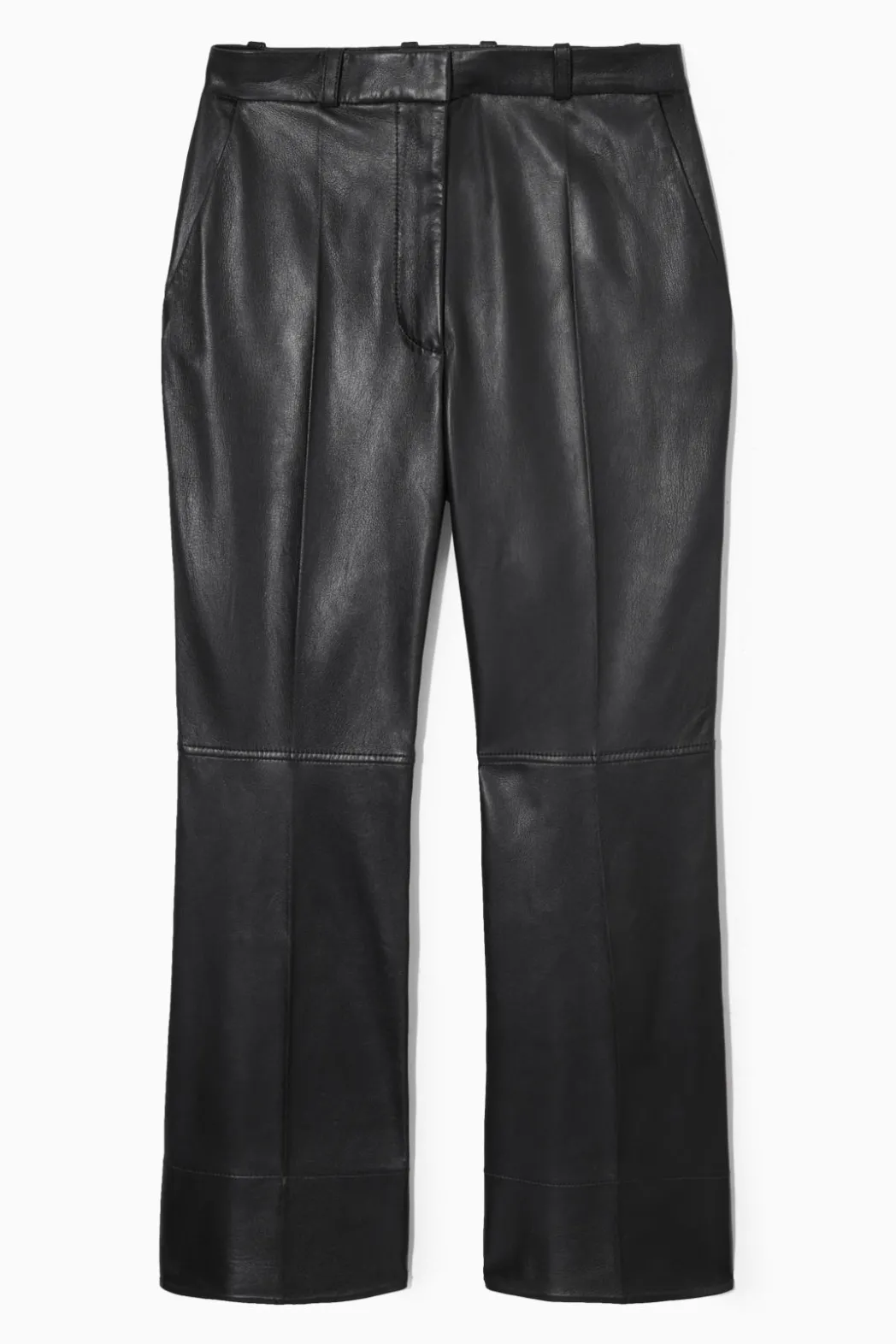 Online COS SLIM TAILORED FLARED LEATHER PANTS BLACK