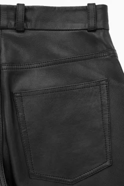 Online COS SLIM TAILORED FLARED LEATHER PANTS BLACK