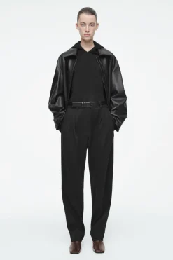 Best COS SLIM TAILORED WOOL-BLEND PANTS BLACK