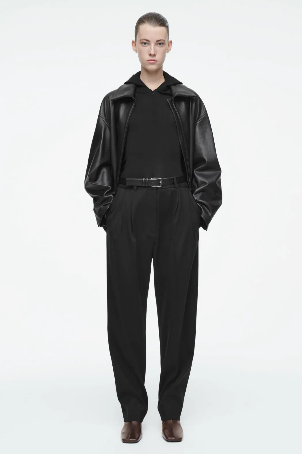 Best COS SLIM TAILORED WOOL-BLEND PANTS BLACK