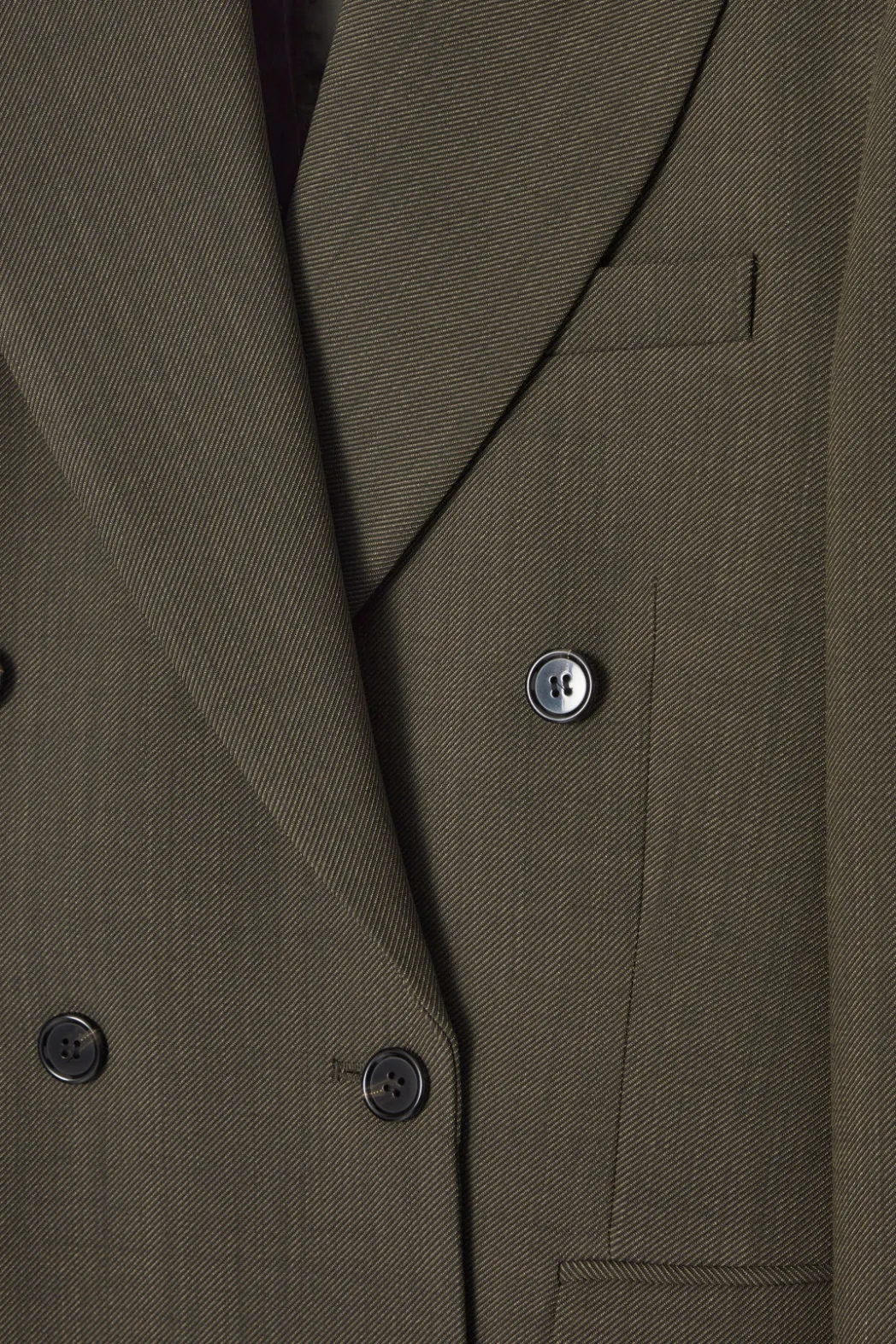 New COS SLIM WAISTED DOUBLE-BREASTED WOOL BLAZER DARK KHAKI