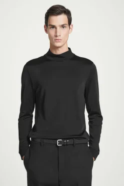 Discount COS SLIM-FIT MOCK-NECK TOP BLACK