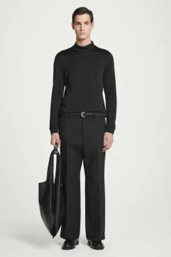 Discount COS SLIM-FIT MOCK-NECK TOP BLACK
