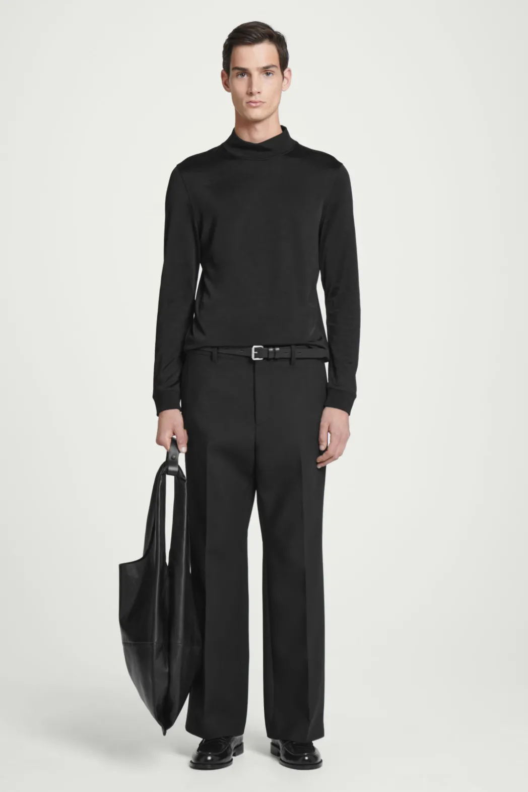 Discount COS SLIM-FIT MOCK-NECK TOP BLACK