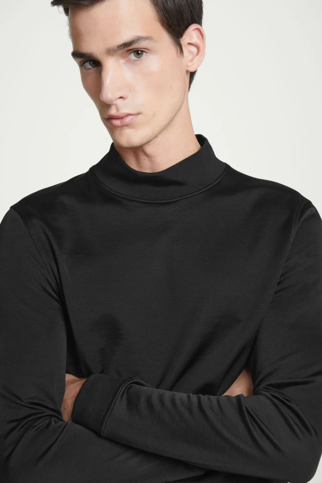 Discount COS SLIM-FIT MOCK-NECK TOP BLACK