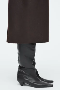 Sale COS SLOUCHED LEATHER KNEE-HIGH BOOTS BLACK