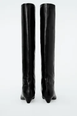 Sale COS SLOUCHED LEATHER KNEE-HIGH BOOTS BLACK