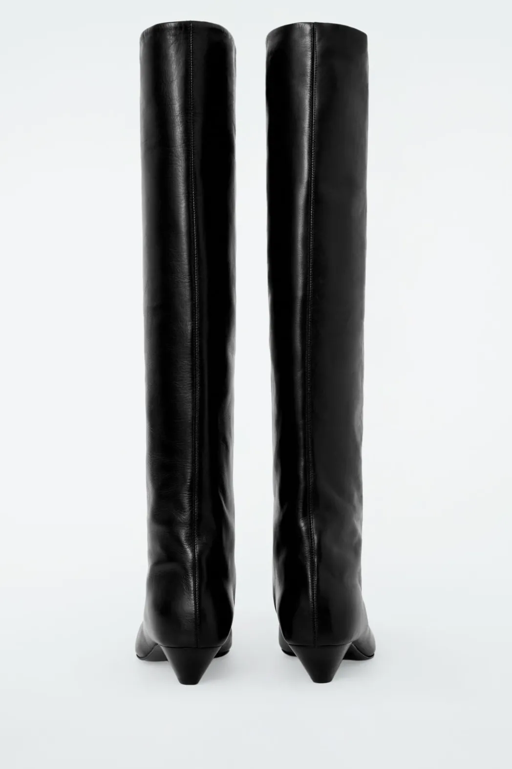 Sale COS SLOUCHED LEATHER KNEE-HIGH BOOTS BLACK