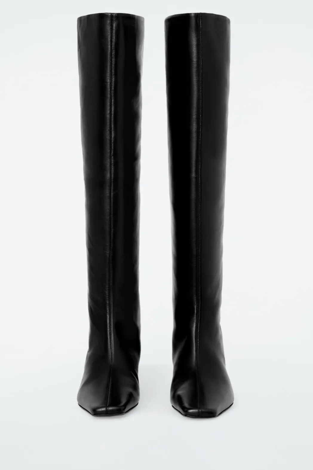 Sale COS SLOUCHED LEATHER KNEE-HIGH BOOTS BLACK