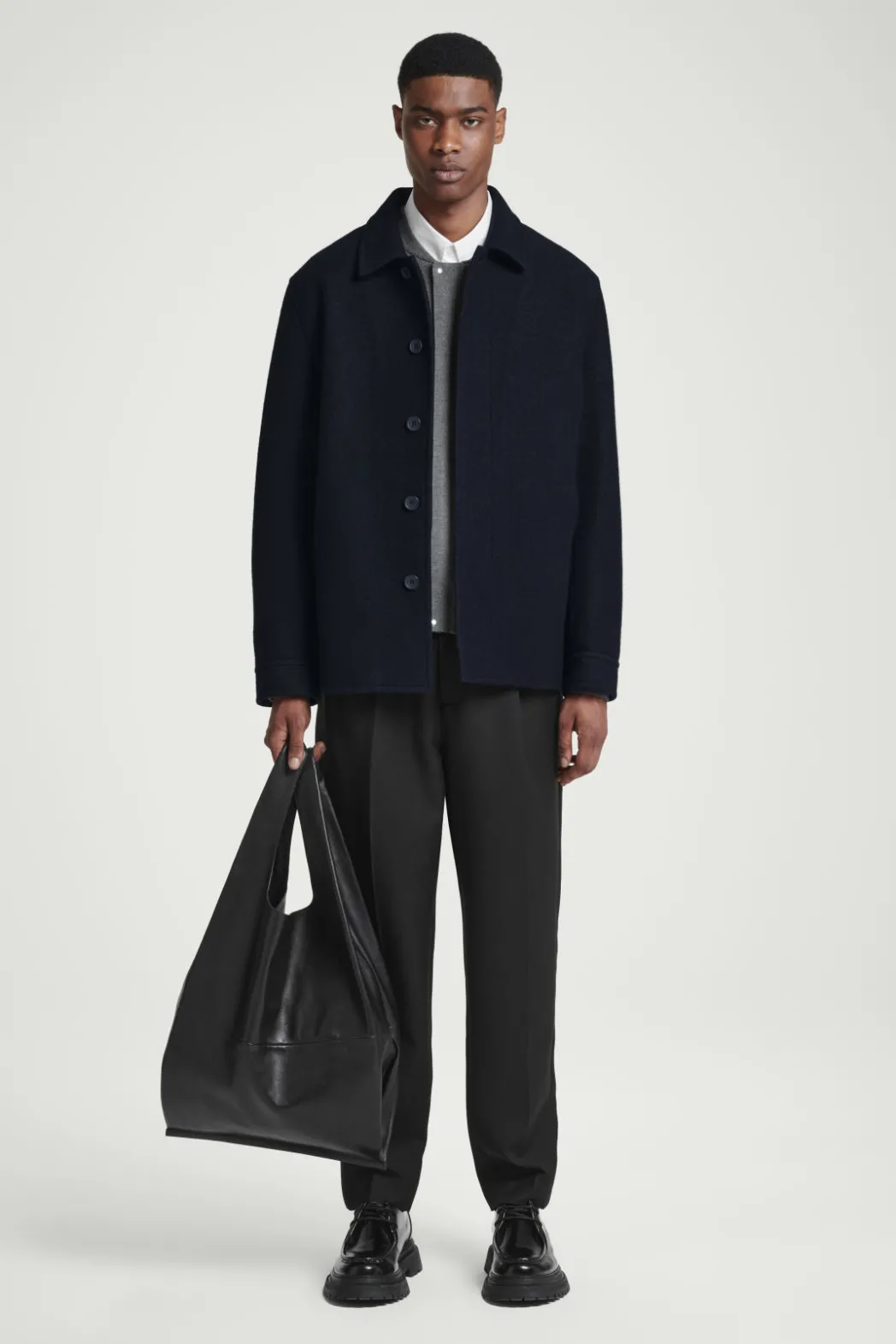 Best COS SLOUCHY TOTE - LEATHER BLACK